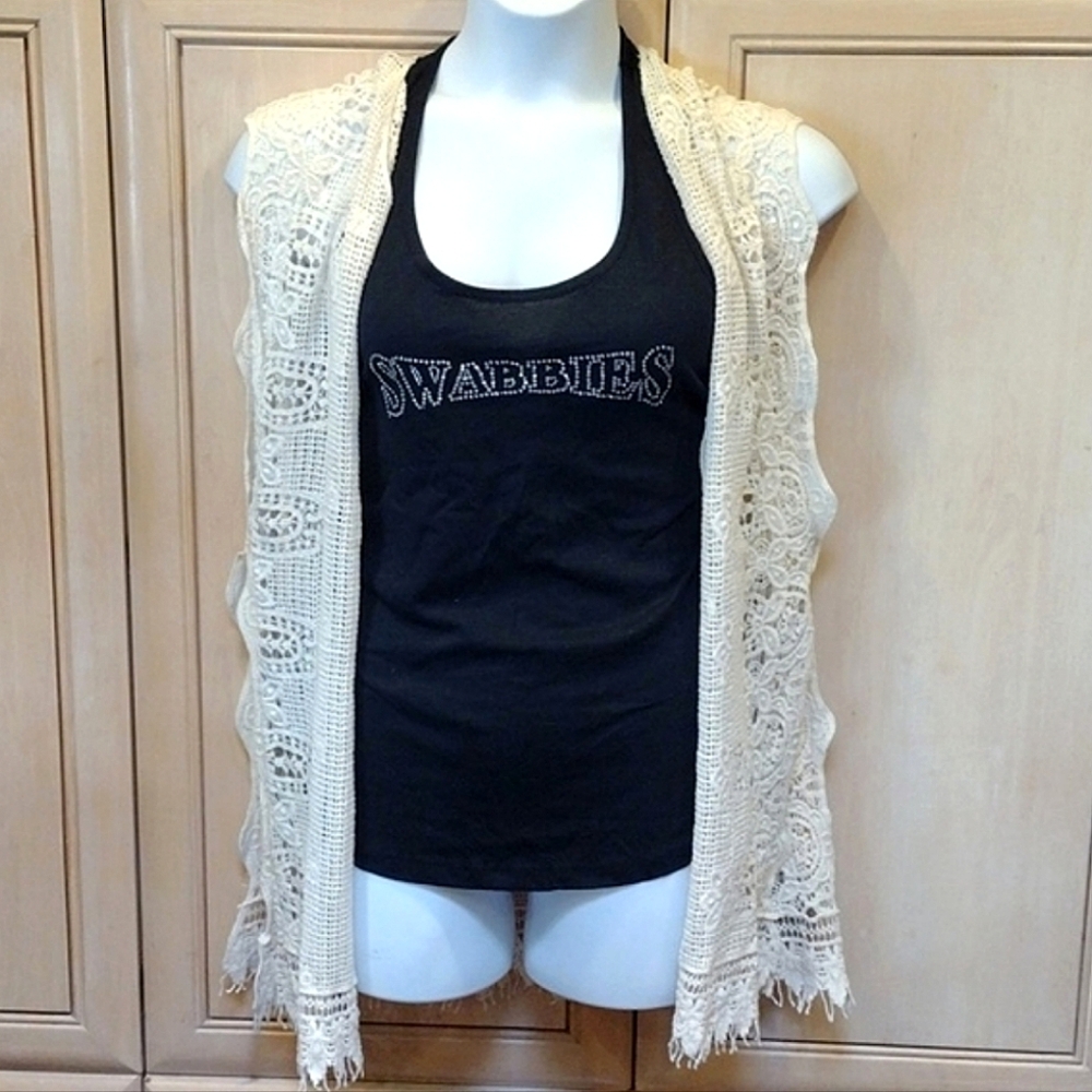 Anthropologie x Evelyn K. Crochet Split Vest Kimono Cover Up - Picture 11 of 11